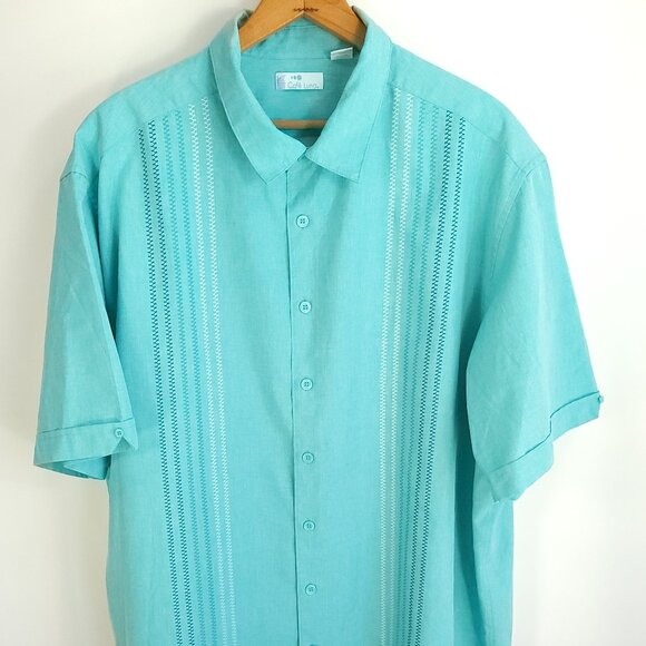 Cafe Luna Other - Cafe Luna Shirt Men's 2XL Short Sleeve Button Front Teal Blue